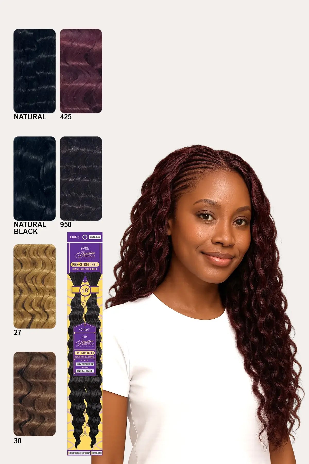 OUTRE PURPLE PACK BRAZILIAN BUNDLE PRE-STRETCHED - LOOSE DEEP BULK 18" OUTRE