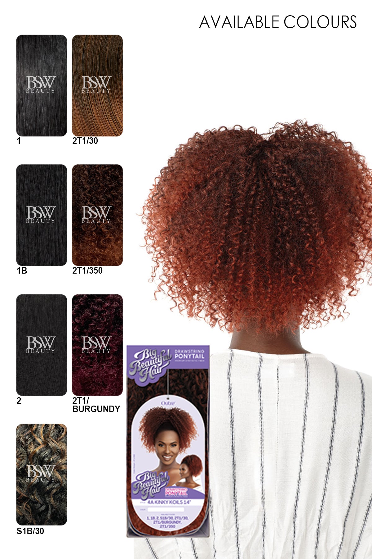 OUTRE BIG BEAUTIFUL HAIR DRAW STRING PONYTAIL - 4A KINKY KOILS 14" - BSW BEAUTY CANADA