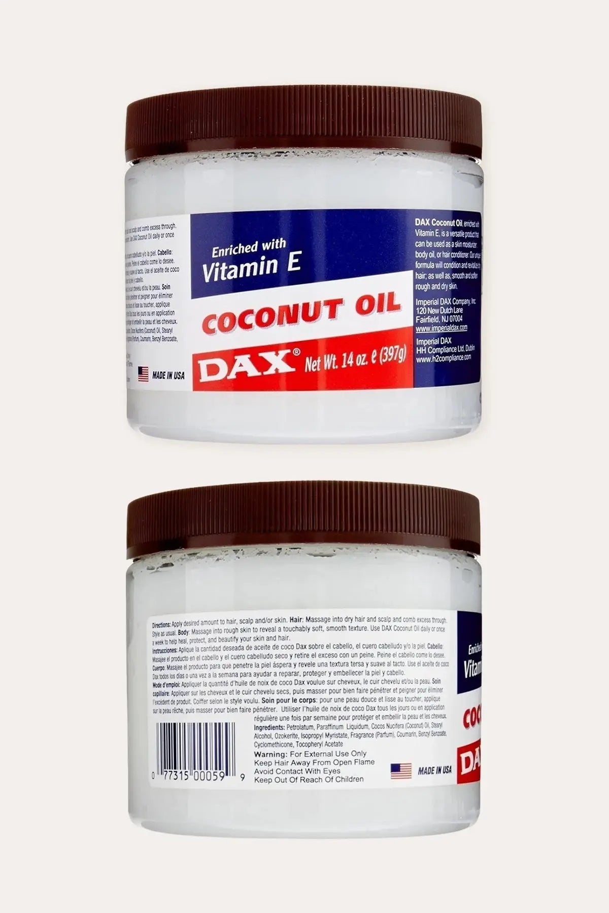 DAX COCONUT OIL ENRICHED WITH VITAMIN E FOR SKIN AND HAIR 14oz DAX