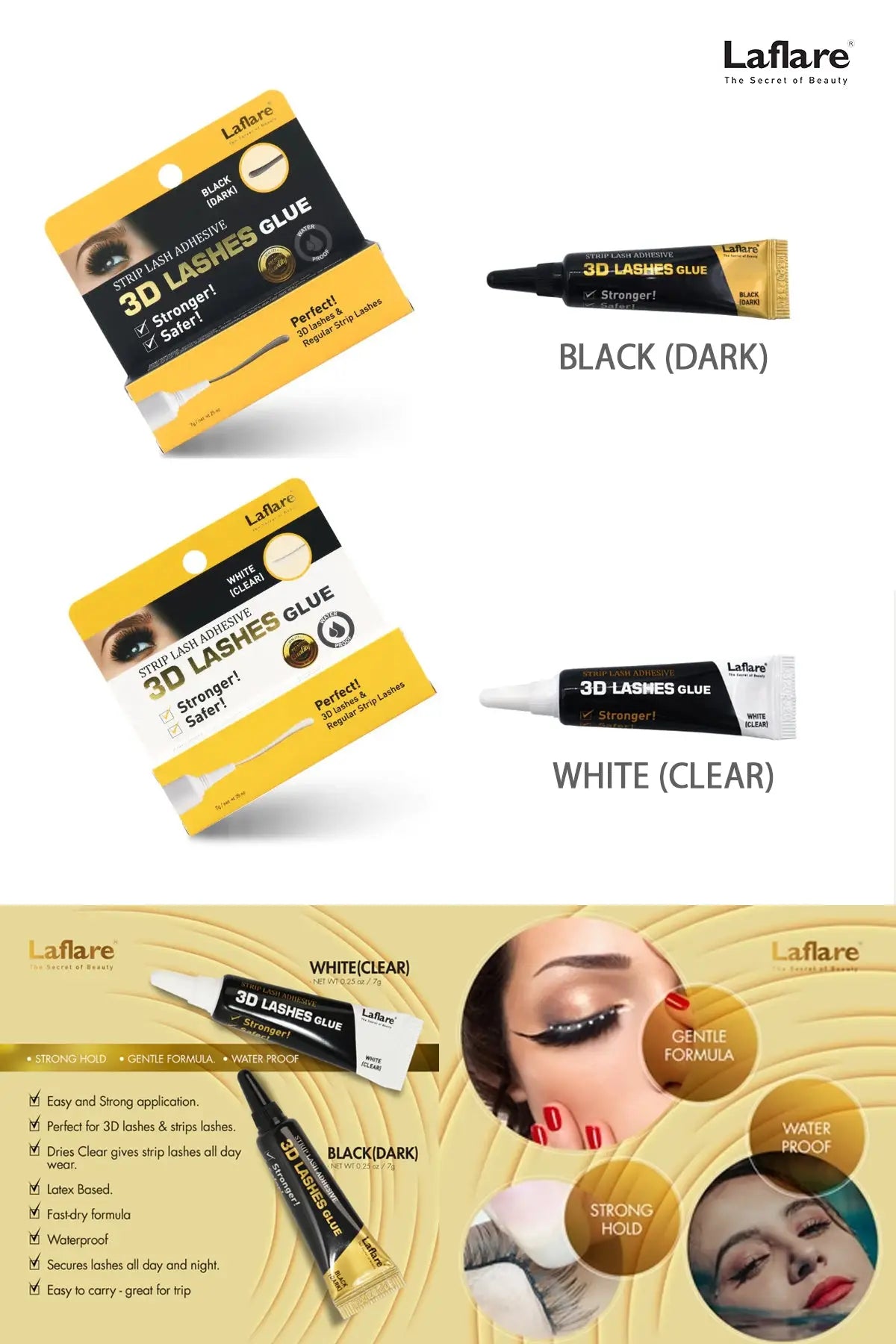 LAFLARE 3D LASHES GLUE STRIP LASH ADHESIVE 0.25oz - BSW BEAUTY CANADA