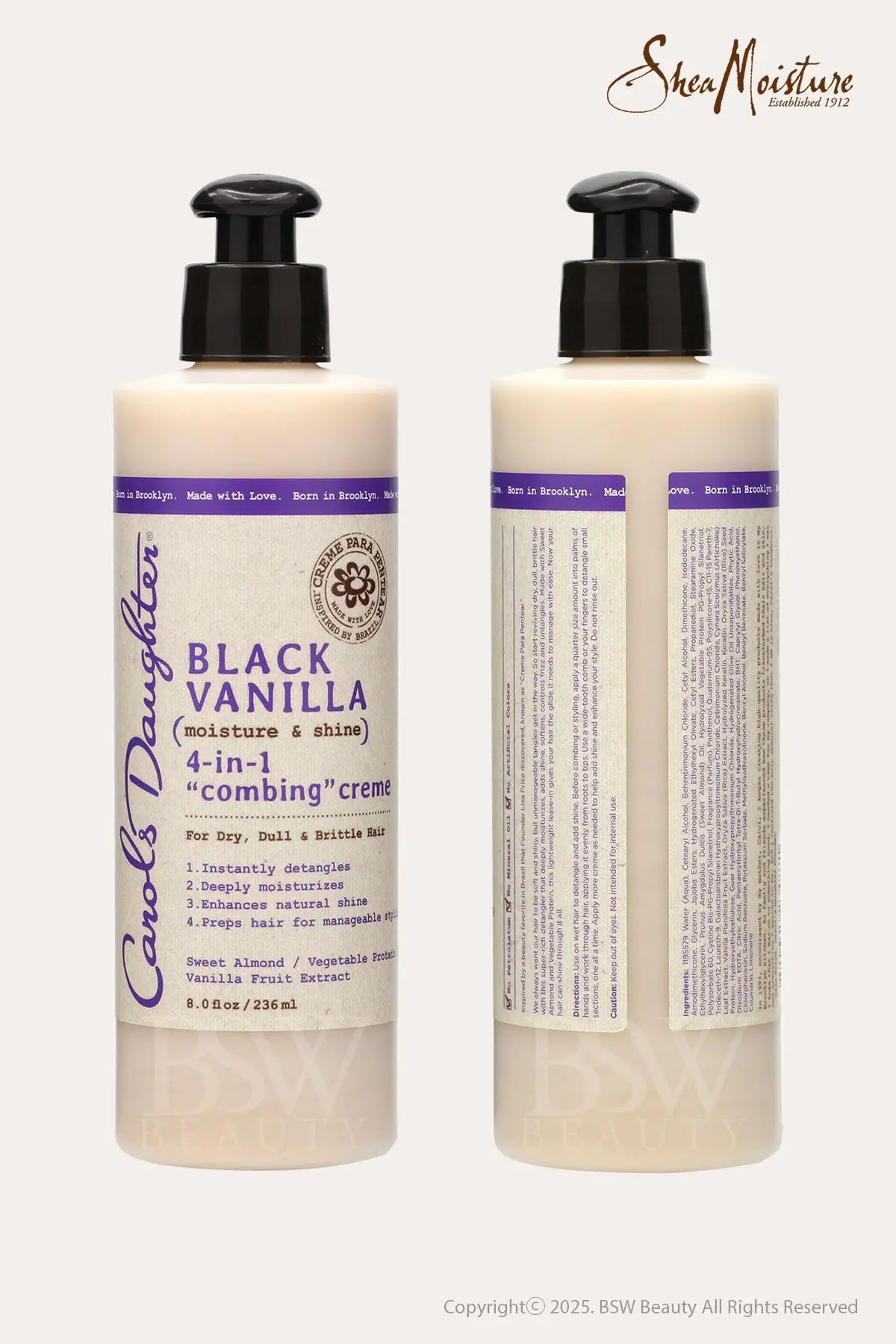 CAROLS DAUGHTER BLACK VANILLA MOISTURE & SHINE 4-IN-1 COMBING CREME 8oz - BSW BEAUTY CANADA