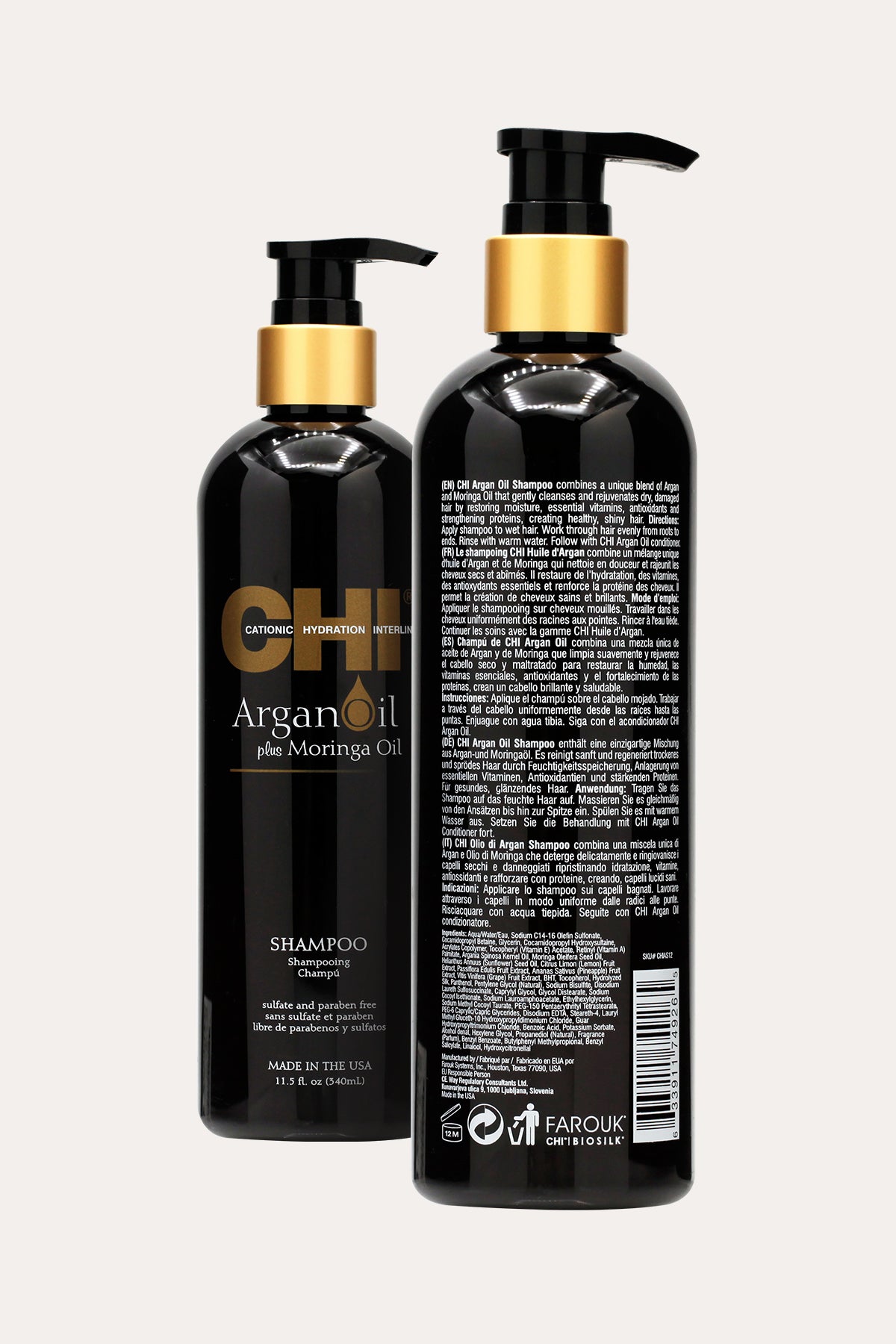 CHI ARGAN OIL WITH MORINGA OIL BLEND SHAMPOO 11.5oz - BSW BEAUTY CANADA
