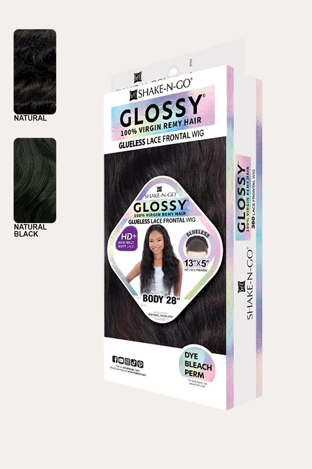 SHAKE N GO  GLOSSY 100% VIRGIN REMY HAIR GLUELESS 13X5 HD LACE FRONT WIG - BODY 28