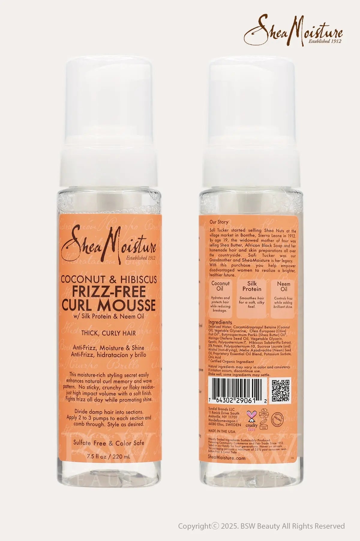 SHEA MOISTURE COCONUT & HIBISCUS FRIZZ-FREE CURL MOUSSE 7.5oz - BSW BEAUTY CANADA