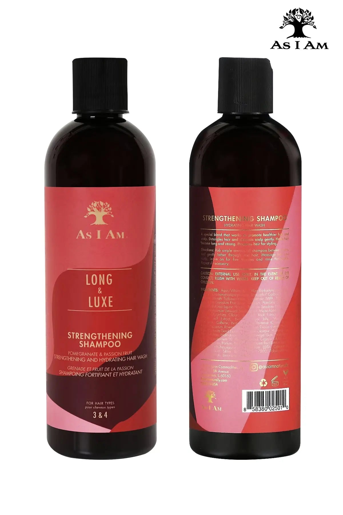 AS I AM LONG AND LUXE POMEGRANATE & PASSION FRUIT STRENGTHNING SHAMPOO 12oz - BSW BEAUTY CANADA