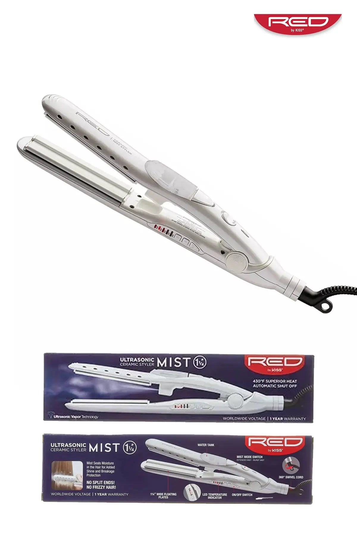 RED BY KISS ULTRASONIC MIST FLAT IRON FIM125 - BSW BEAUTY CANADA