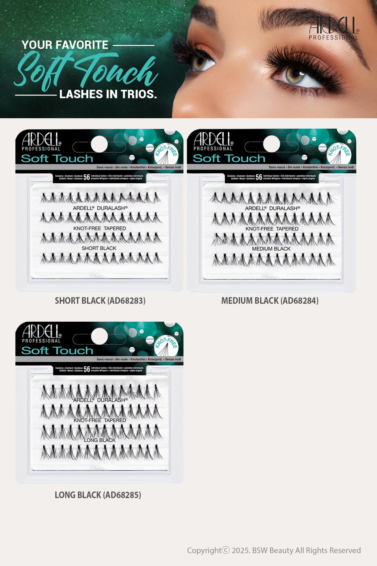 ARDELL SOFT TOUCH LASH KNOT FREE TAPERED INDIVIDUALS - BSW BEAUTY CANADA