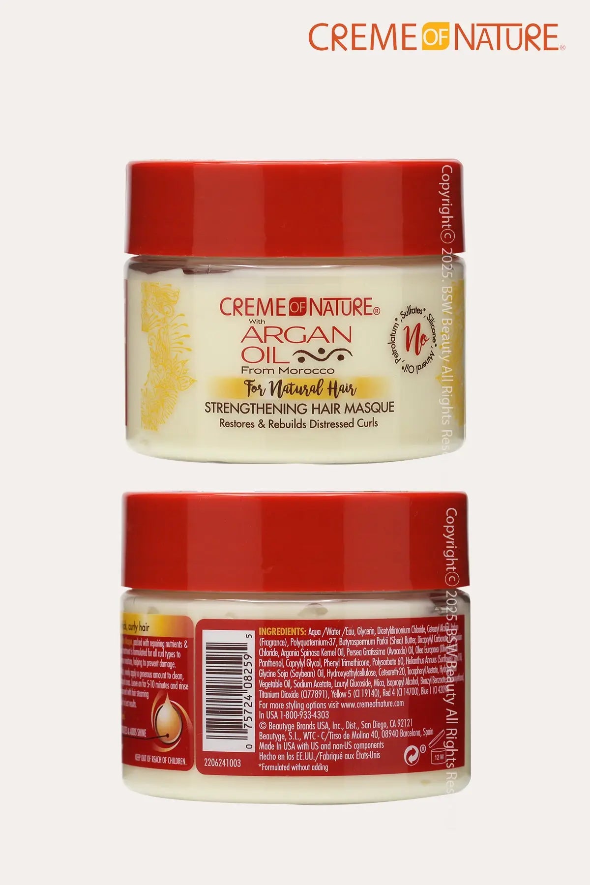 CREAM OF NATURE ARGAN OIL FOR NATURAL HAIR STRENGTHEN HAIR MASQUE 11.5oz