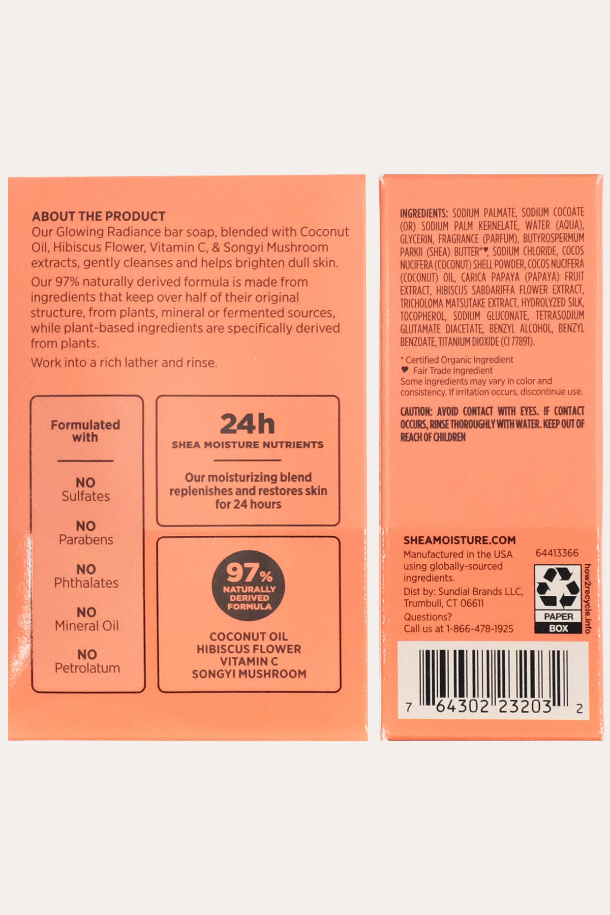 SHEA MOISTURE COCONUT & HIBISCUS GLOWING RADIANCE BAR SOAP 8oz