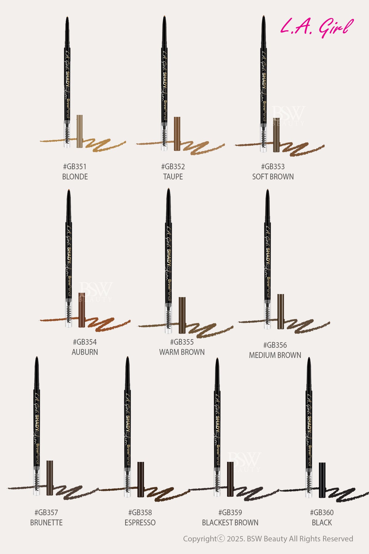 L.A. GIRL SHADY SLIM BROW PENCIL - BSW BEAUTY CANADA
