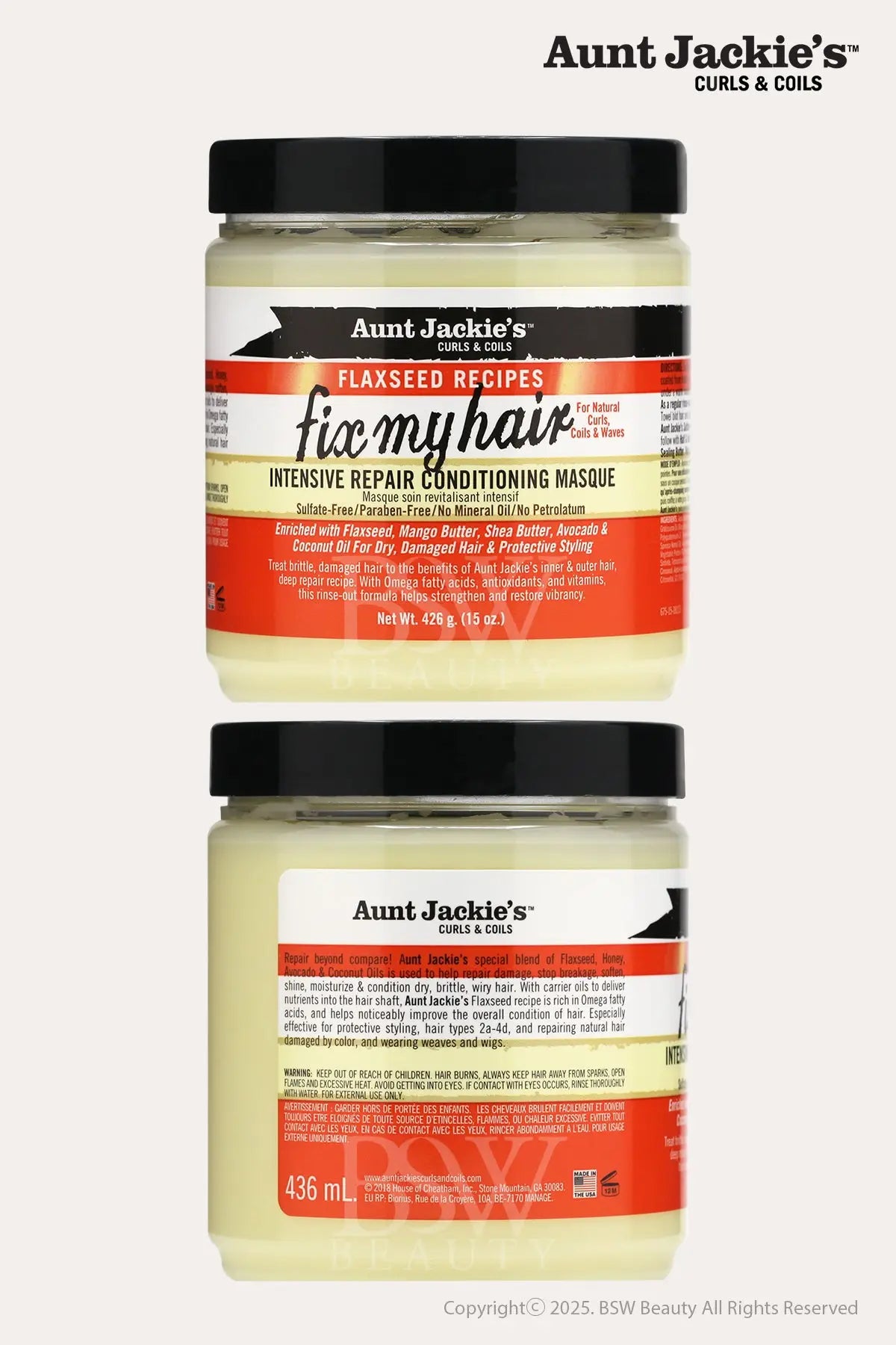 AUNT JACKIES FIX MY HAIR INTENSIVE REPAIR CONDITIONING MASQUE 15oz - BSW BEAUTY CANADA