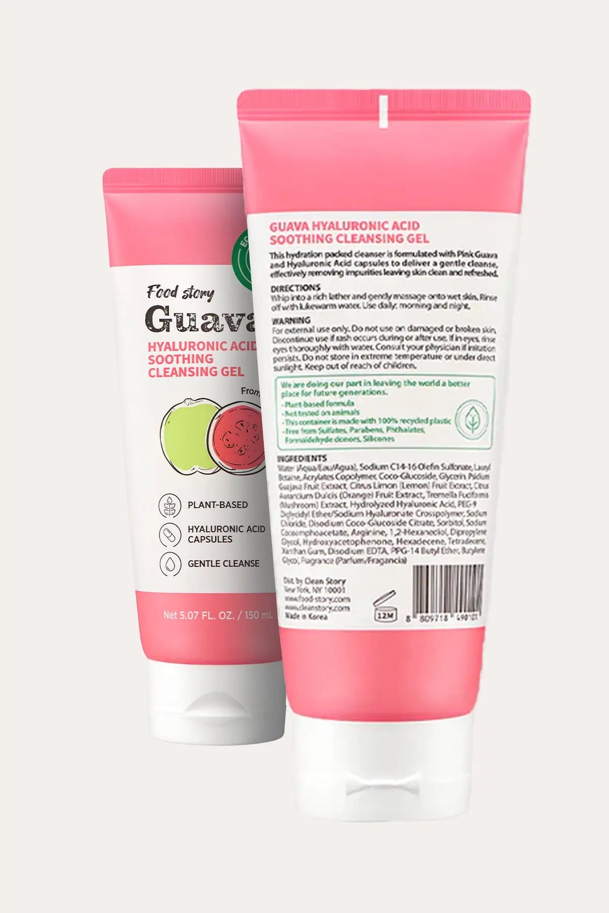 FOOD STORY GUAVA HYALURONIC ACID SOOTHING CLEANSING GEL 5.07 FL. OZ. / 150 ml - BSW BEAUTY CANADA