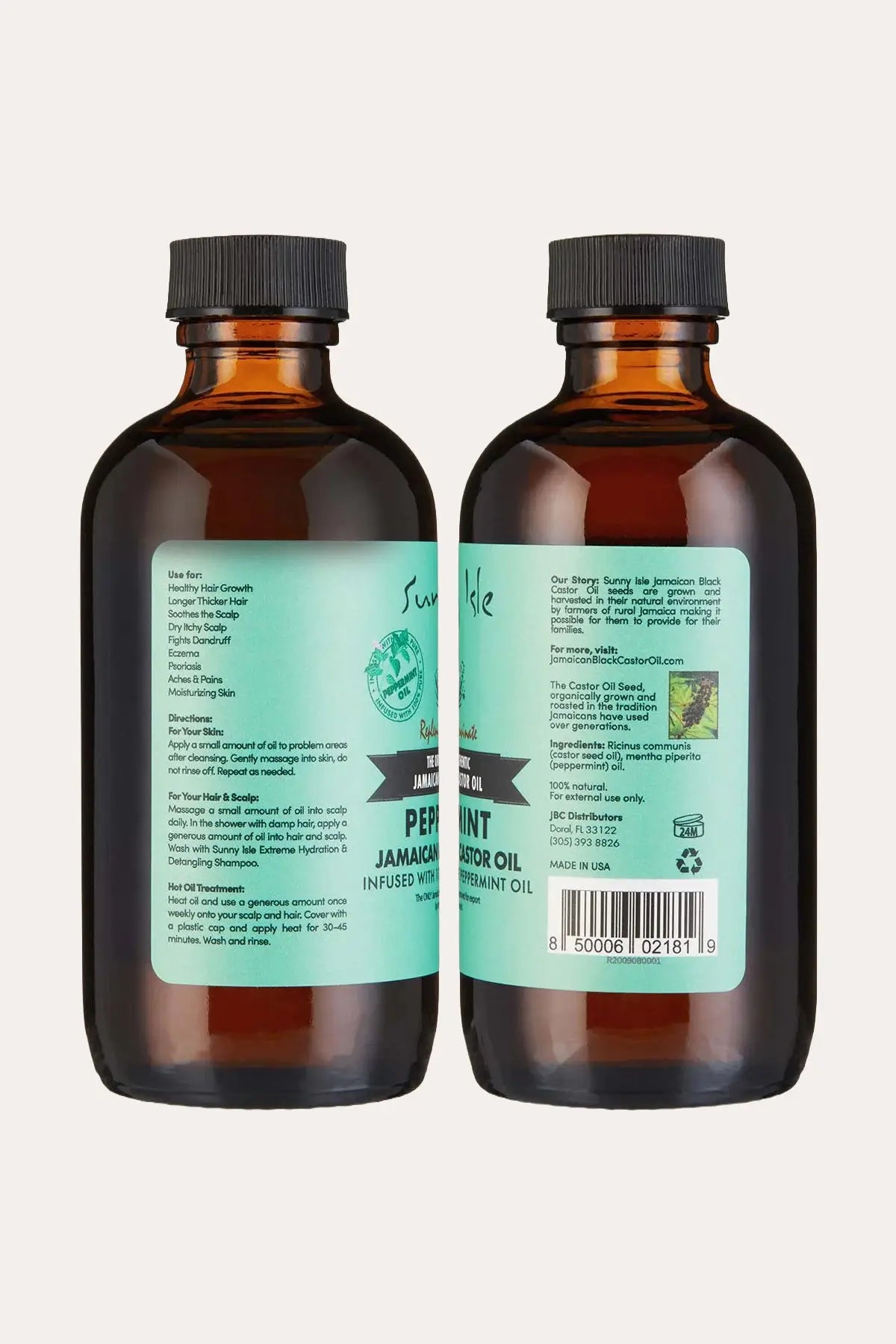 SUNNY ISLE PEPPERMINT JAMAICAN BLACK CASTOR OIL 4oz SUNNY ISLE
