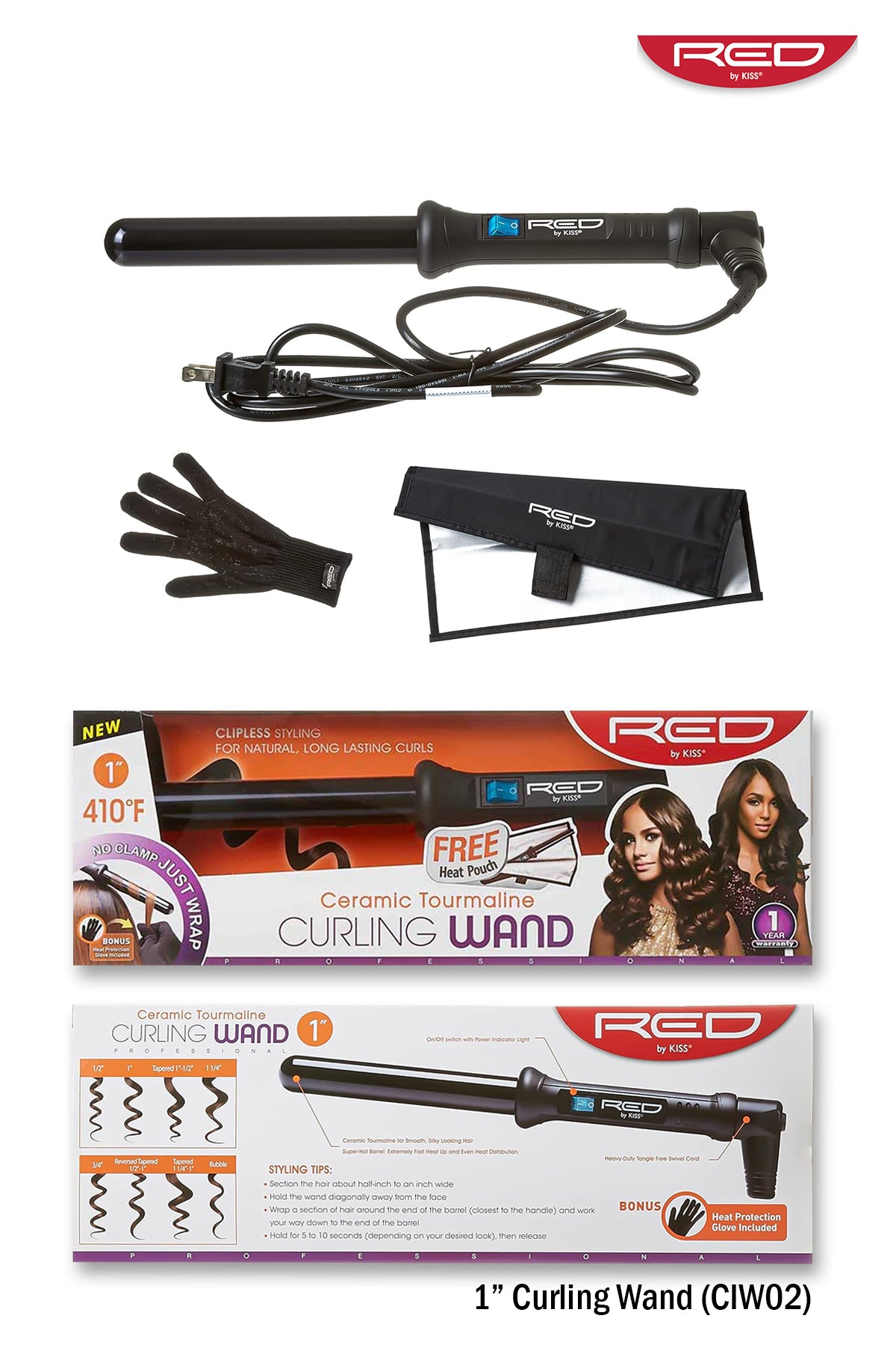 RED BY KISS CURLING WAND