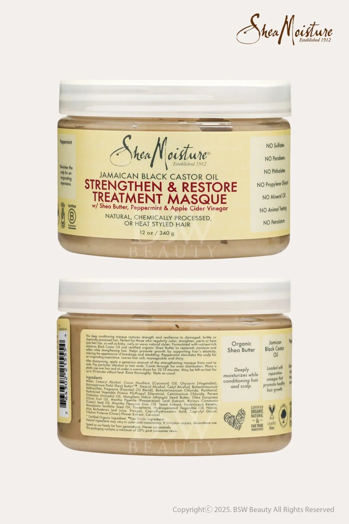 SHEA MOISTURE JAMAICAN BLACK CASTOR OIL STRENGTHEN&RESTORE TREATMENT MASQUE 12oz - BSW BEAUTY CANADA
