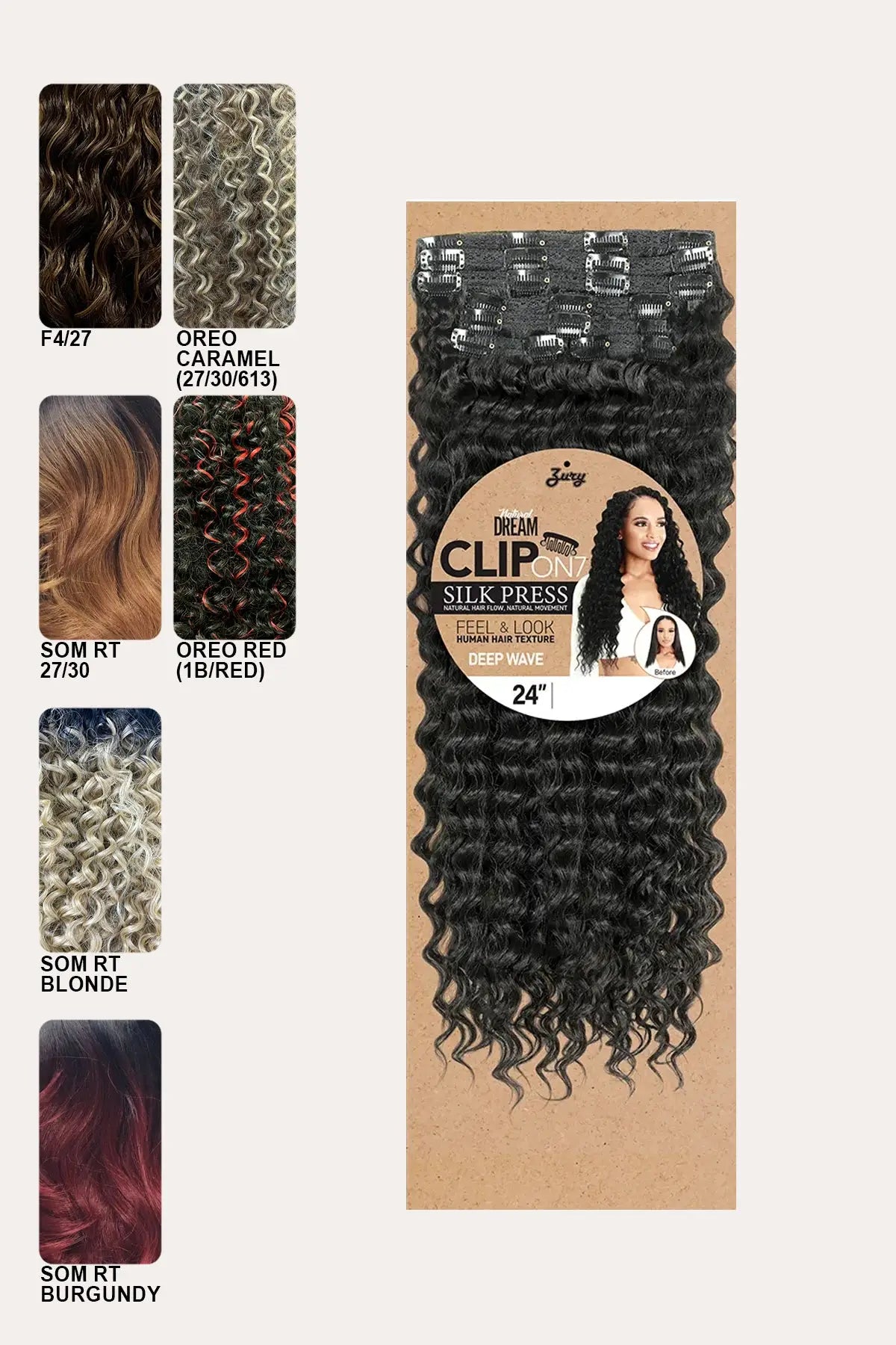 ZURY NATURAL DREAM CLIP ON 7PCS  - DEEP WAVE 24" Zury