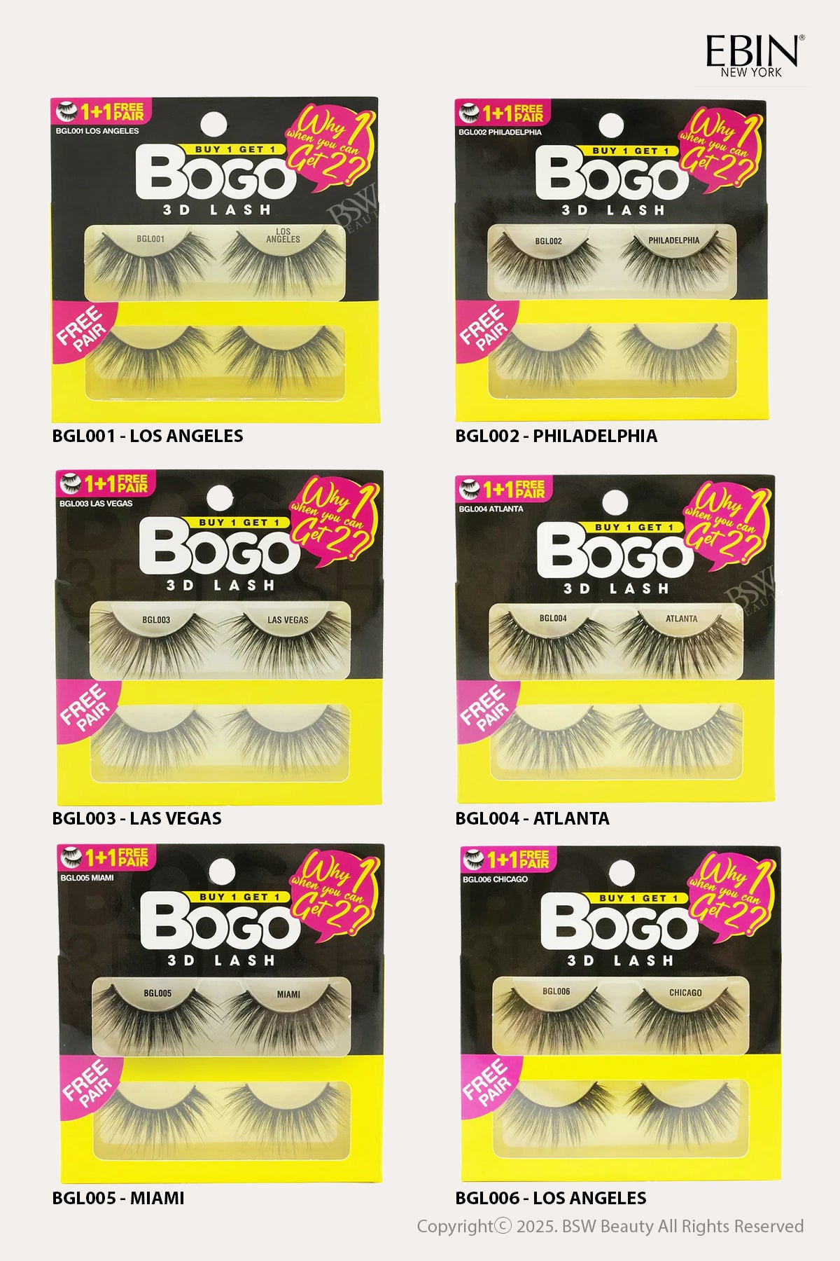 EBIN BOGO 3D EYELASHES - BSW BEAUTY CANADA