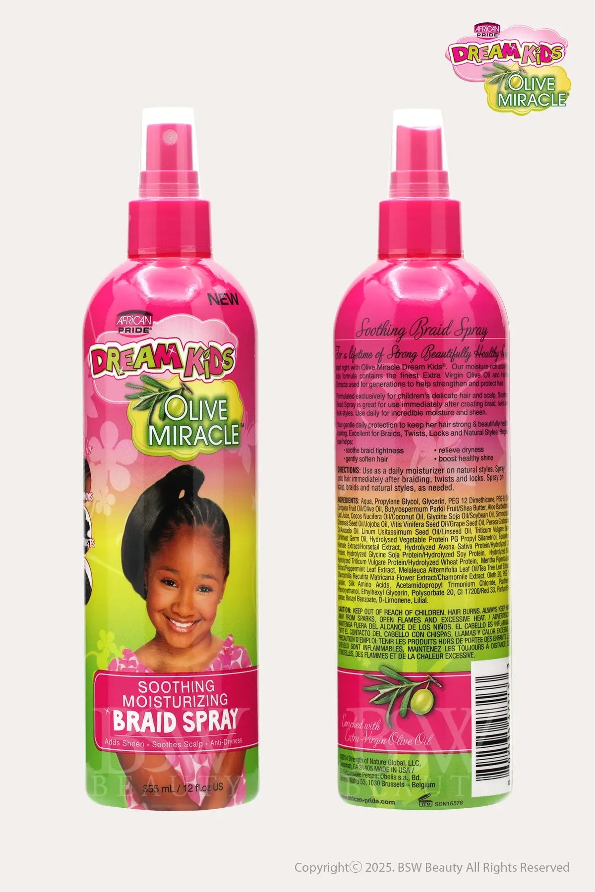 AFRICAN PRIDE DREAM KIDS OLIVE MIRACLE SOOTHING MOISTURIZING BRAID SPRAY 12oz
