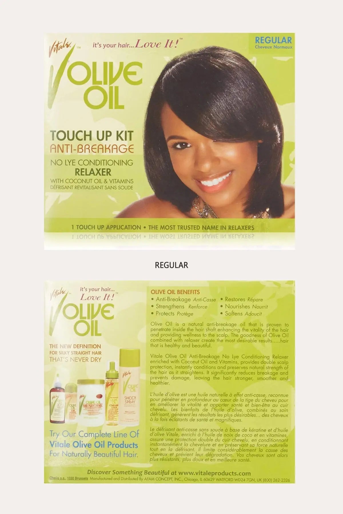 VITALE OLIVE OIL TOUCH UP KIT (ANTI-BREAKAGE NO-LYE CONDITIONING RELAXER) VITALE