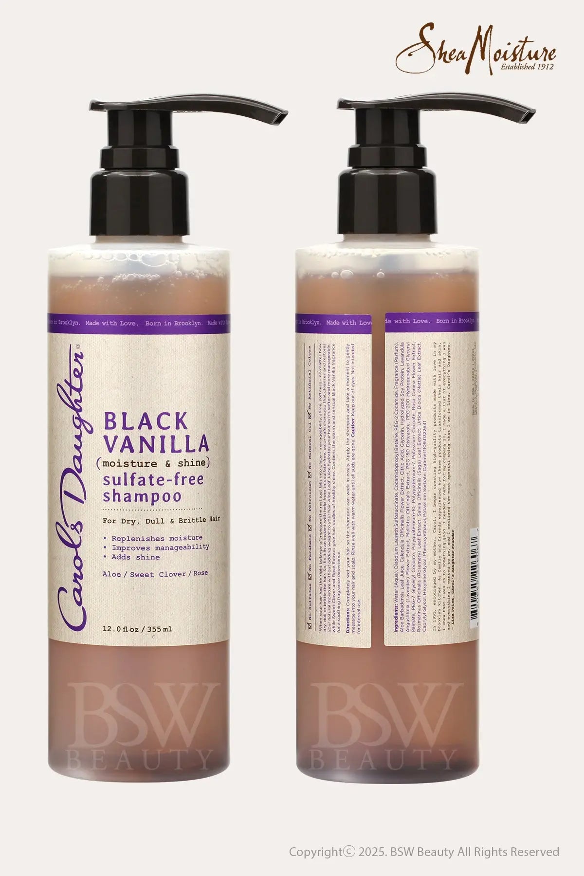 CAROLS DAUGHTER BLACK VANILLA MOISTURE & SHINE SULFATE-FREE SHAMPOO 12oz - BSW BEAUTY CANADA