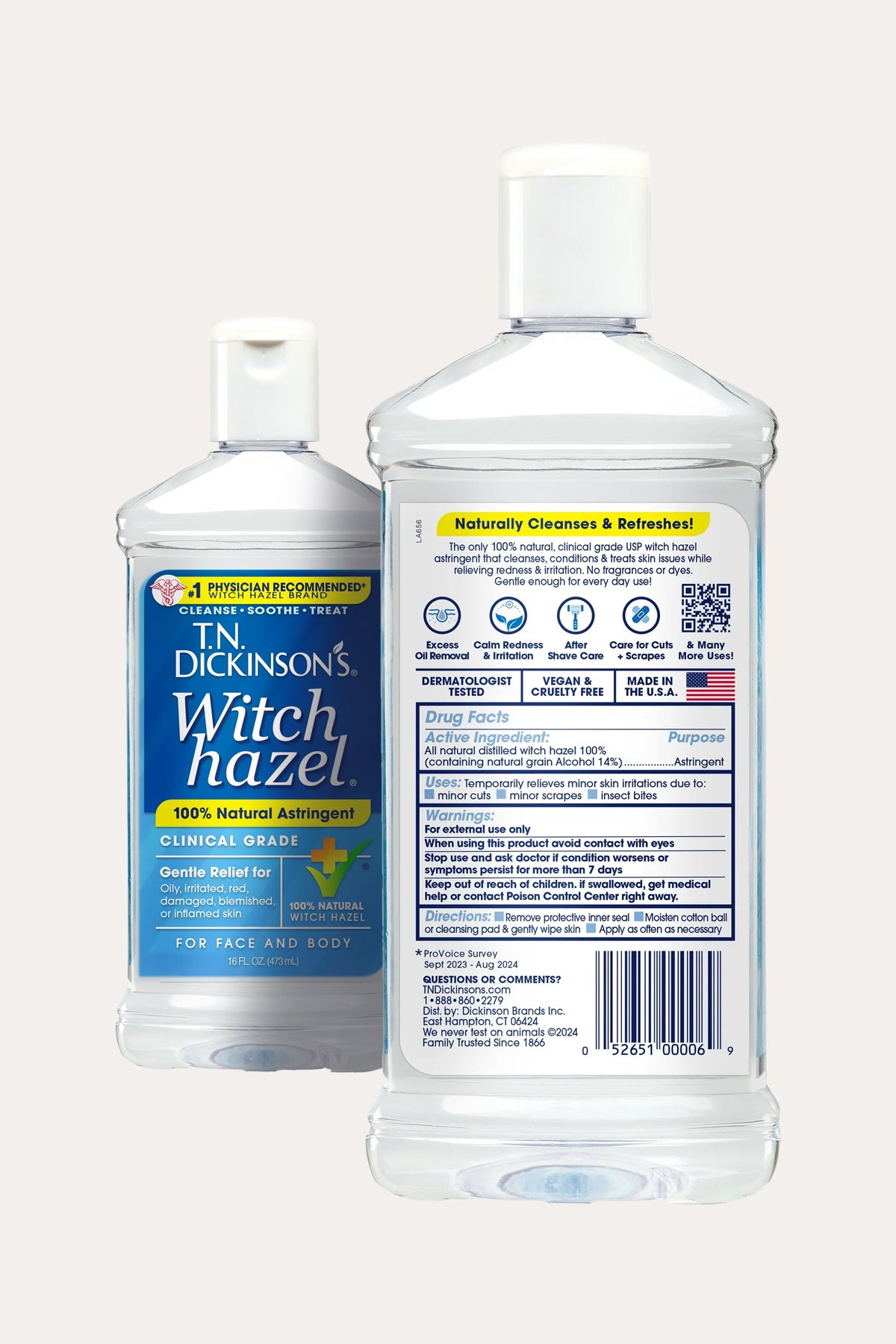 T.N. DICKINSONS WITCH HAZEL 100% NATURAL ASTRINGENT 16oz - BSW BEAUTY CANADA
