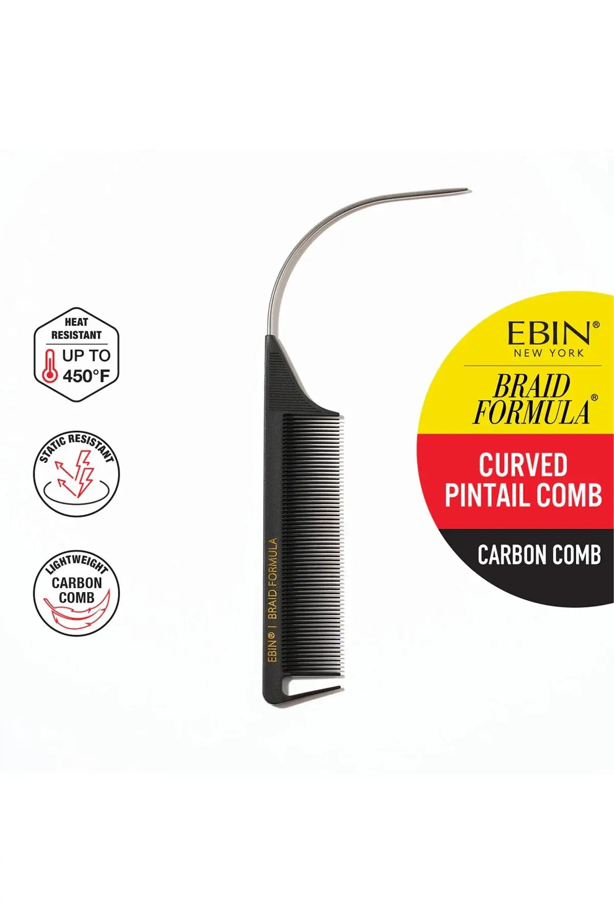 EBIN NEW YORK BRAID FORMULA CURVED PINTAIL COMB EBIN NEW YORK