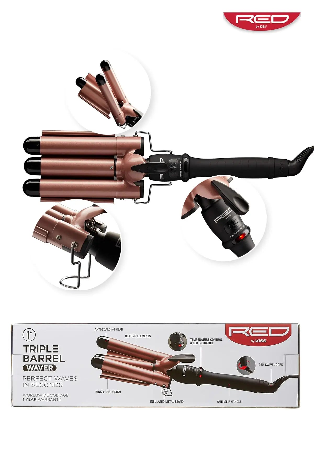 RED BY KISS TRIPLE BARREL WAVER CIT100 - BSW BEAUTY CANADA