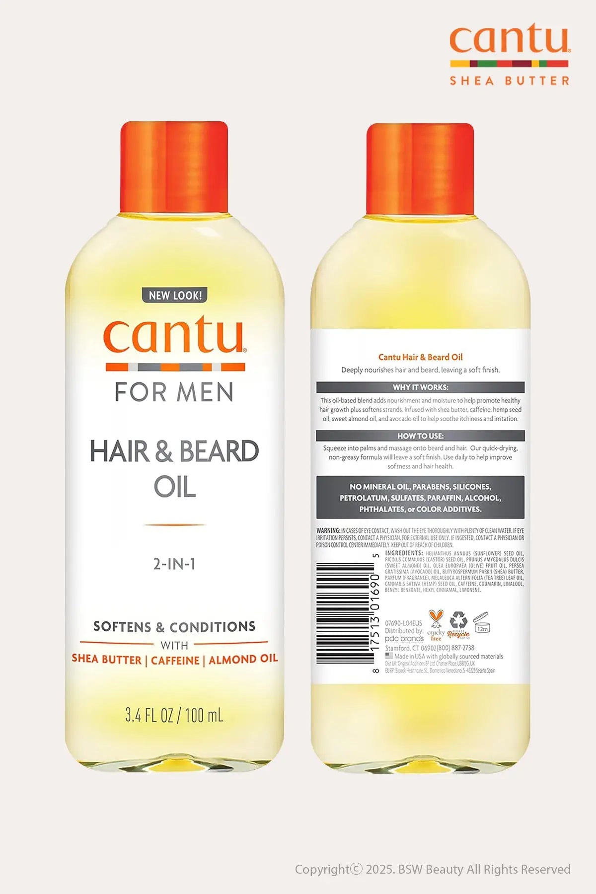 CANTU FOR MEN MEN HAIR &BEARD 2-IN-1 OIL 3.4oz - BSW BEAUTY CANADA