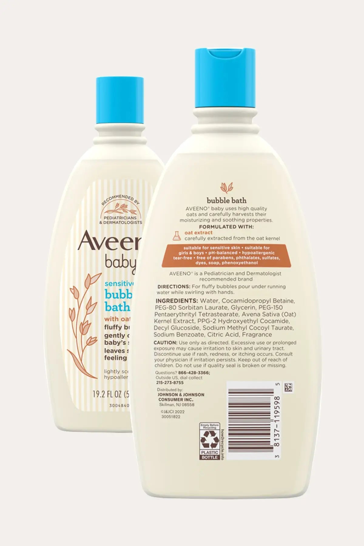 AVEENO BABY SENSITIVE SKIN BUBBLE BATH WITH OAT EXTRACT HYPOALLERGENIC 19.2oz - BSW BEAUTY CANADA