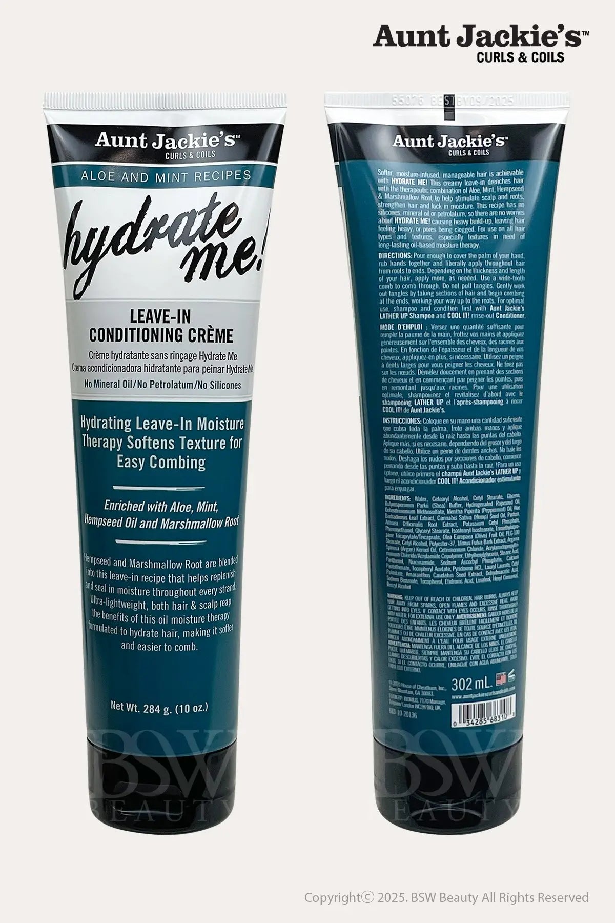 AUNT JACKIE'S ALOE AND MINT HYDRATE ME LEAVE IN CONDITIONING CREME 10oz - BSW BEAUTY CANADA