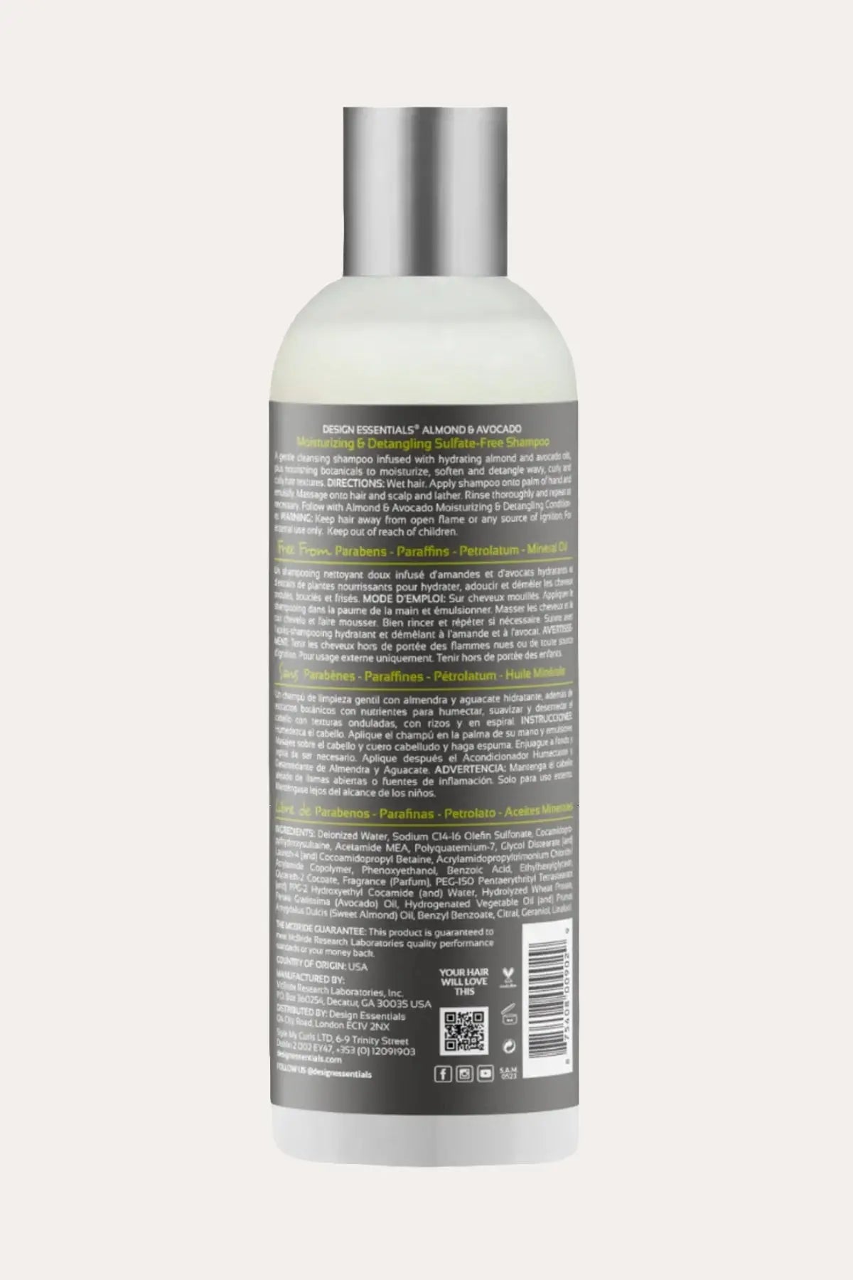 DESIGN ESSENTIALS ALMOND & AVOCADO MOISTURIZING & DETANGLING SHAMPOO DESIGN ESSENTIALS