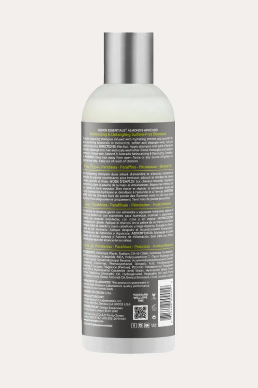 DESIGN ESSENTIALS ALMOND & AVOCADO MOISTURIZING & DETANGLING SHAMPOO DESIGN ESSENTIALS