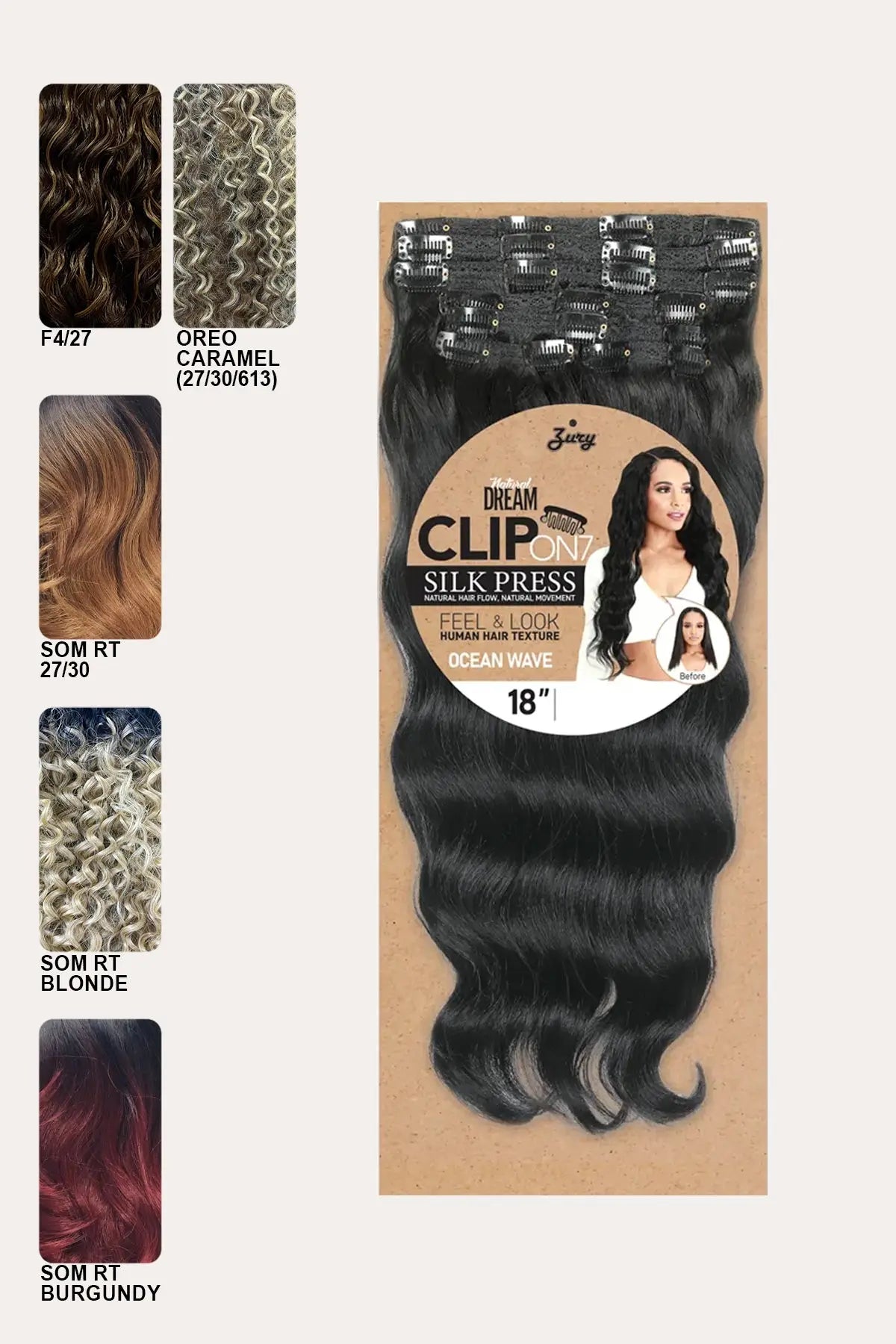 ZURY NATURAL DREAM SILK PRESS CLIP ON 7CPS - OCEAN WAVE 18" ZURY