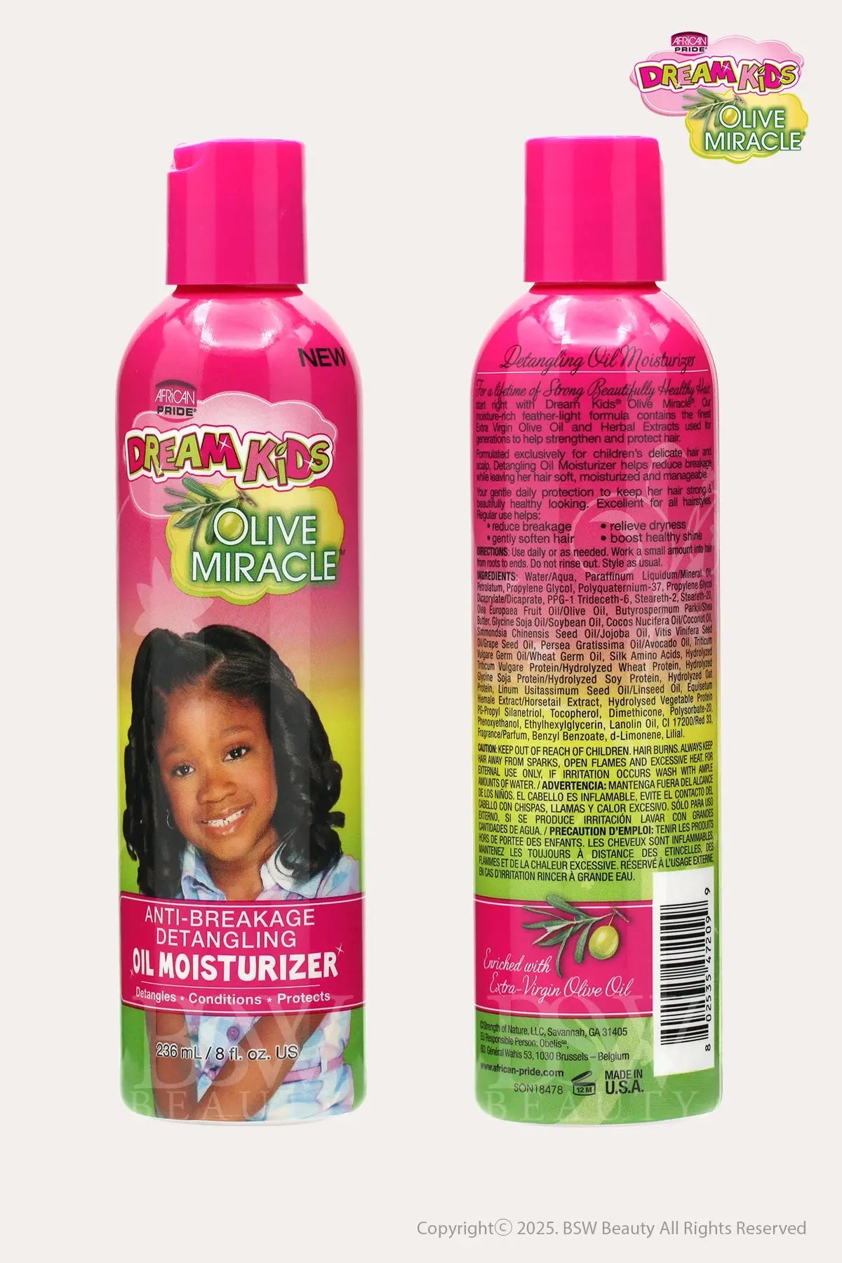AFRICAN PRIDE DREAM KIDS OLIVE MIRACLE ANTI-BREAKAGE DETANGLING OIL MOISTURIZER 8oz - BSW BEAUTY CANADA