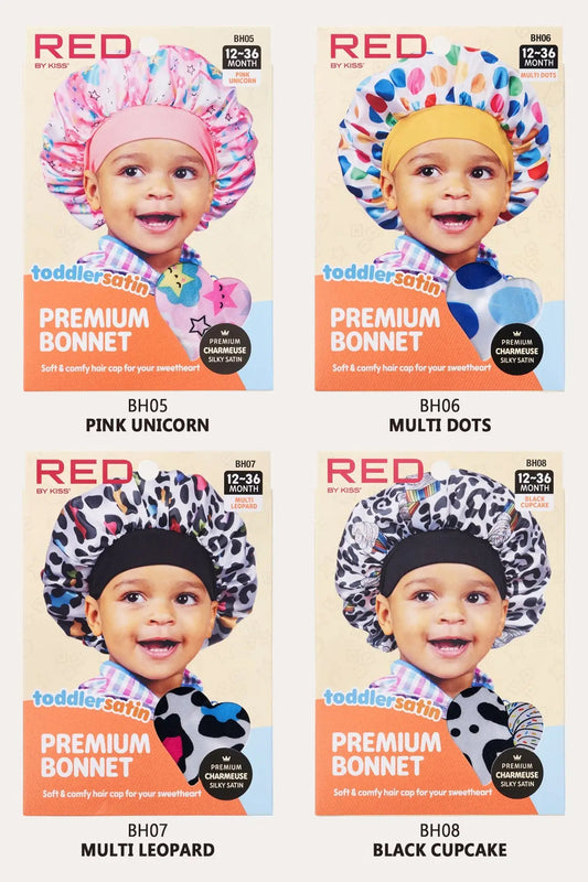 RED BY KISS TODDLER SATIN PREMIUM BONNET 12-36 MONTH RED BEAUTY