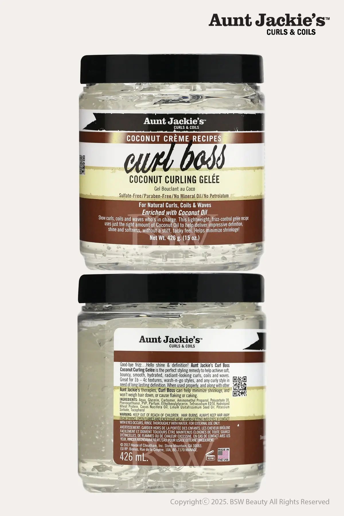 AUNT JACKIES COCONUT CREME CURL BOSS COCONUT CURLING GELEE 15oz - BSW BEAUTY CANADA