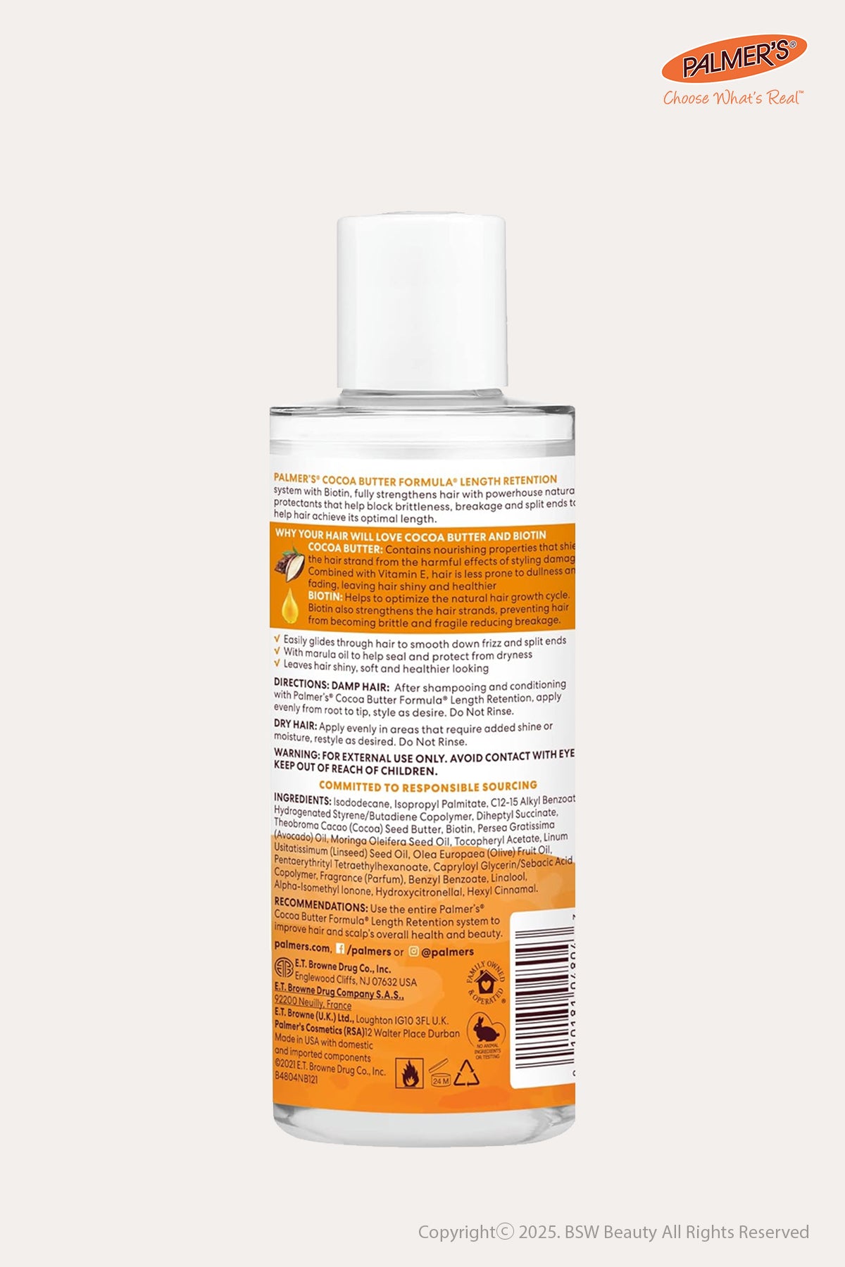 PALMER'S COCOA BUTTER FORMULA LENGTH RETENTION SHINE GLAZE SERUM 6oz - BSW BEAUTY CANADA