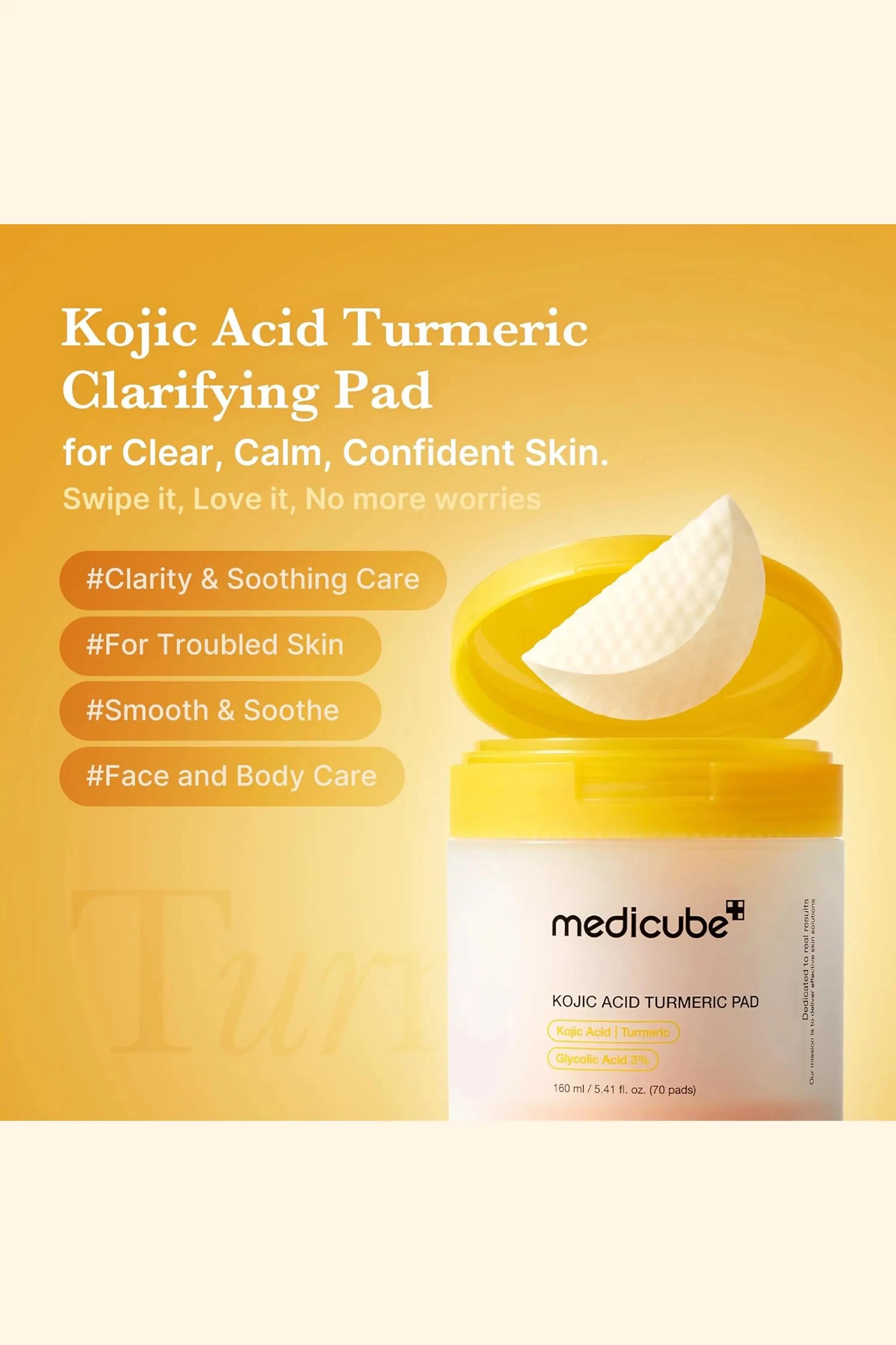 MEDICUBE KOJIC ACID TURMERIC TONER PAD