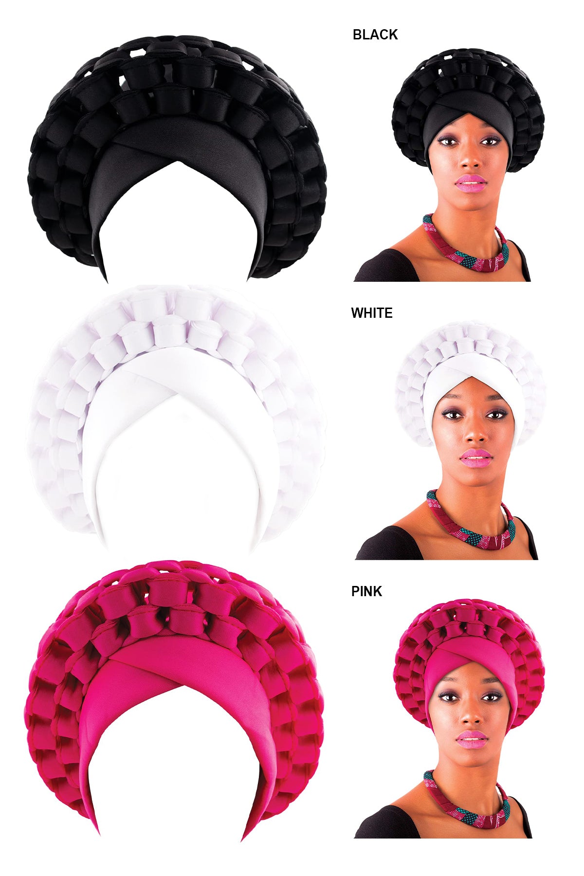 BEAUTY TOWN ELASTIC TURBAN ASO OKE AUTO GELE HEADTIE - 3 COLORS - BSW BEAUTY CANADA