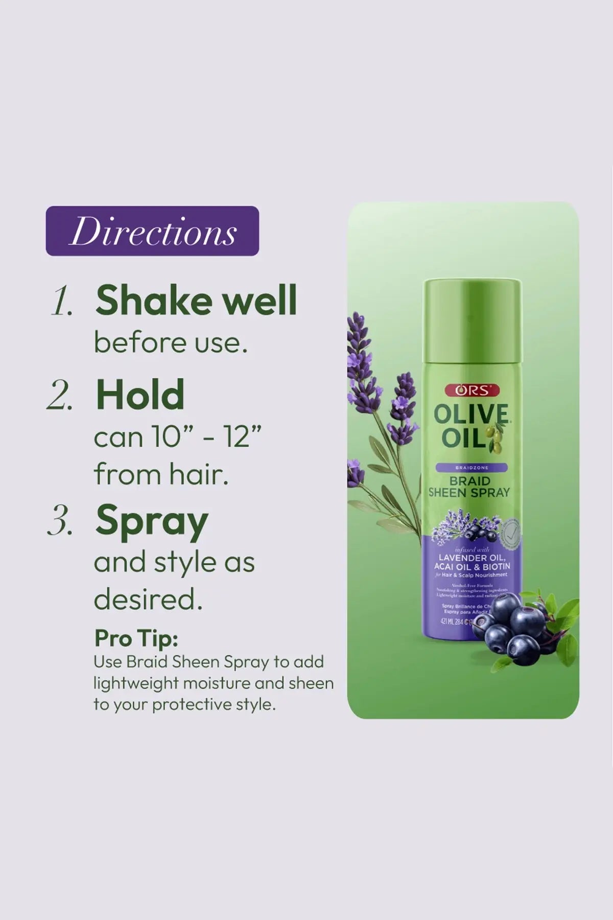 ORS OLIVE OIL BRAIDZONE BRAID SHEEN SPRAY 10oz