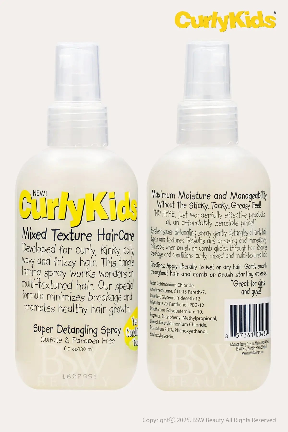 CURLY KIDS SUPER DETANGLING SPRAY 6oz - BSW BEAUTY CANADA