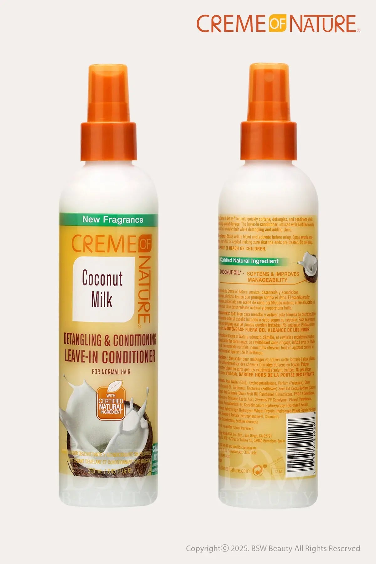 CREME OF NATURE COCONUT MILK DETANGLING & CONDITIONING LEAVE-IN CONDITIONER 8.45oz - BSW BEAUTY CANADA