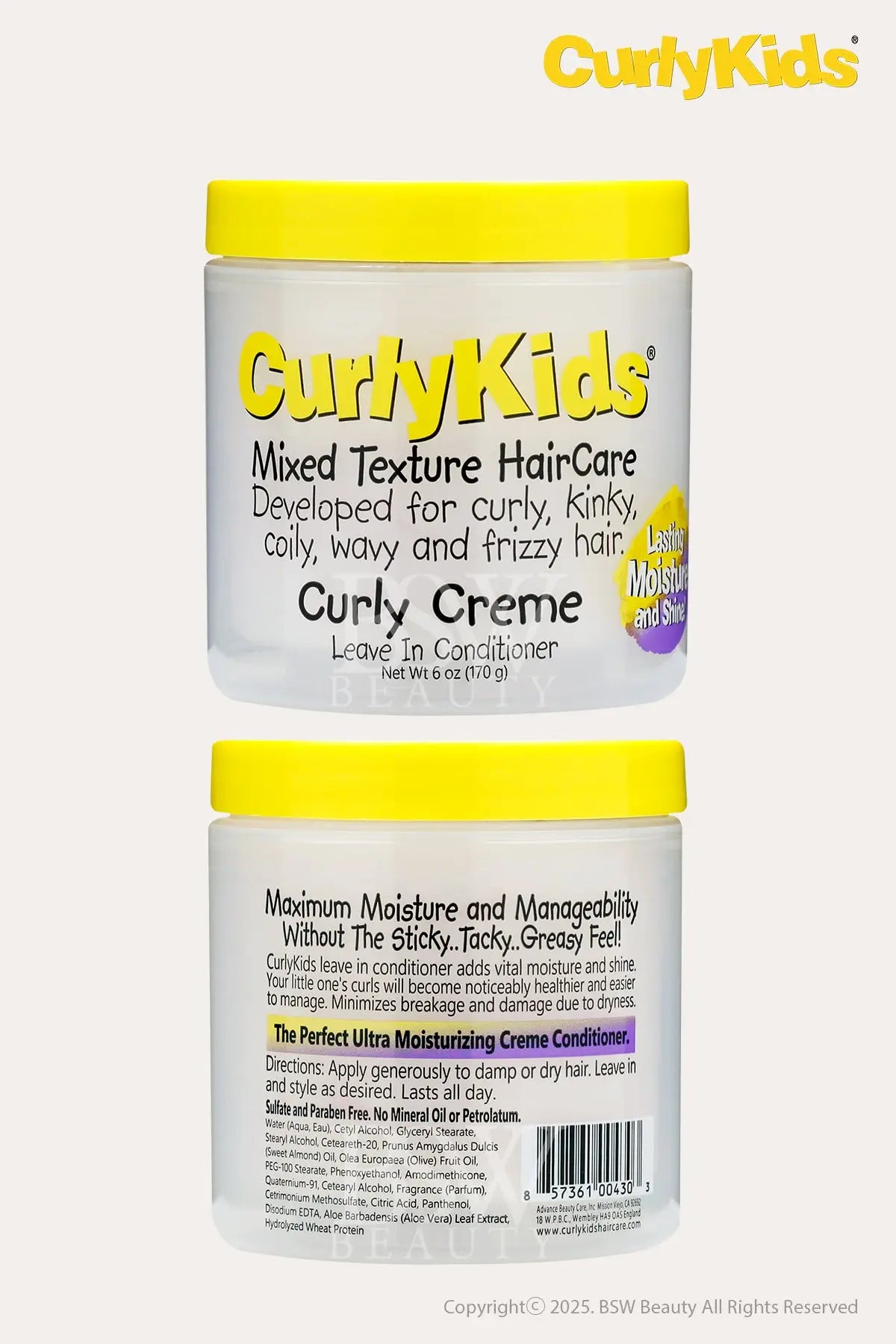 CURLY KIDS CURLY CREME LEAVE IN CONDITIONER 6oz - BSW BEAUTY CANADA