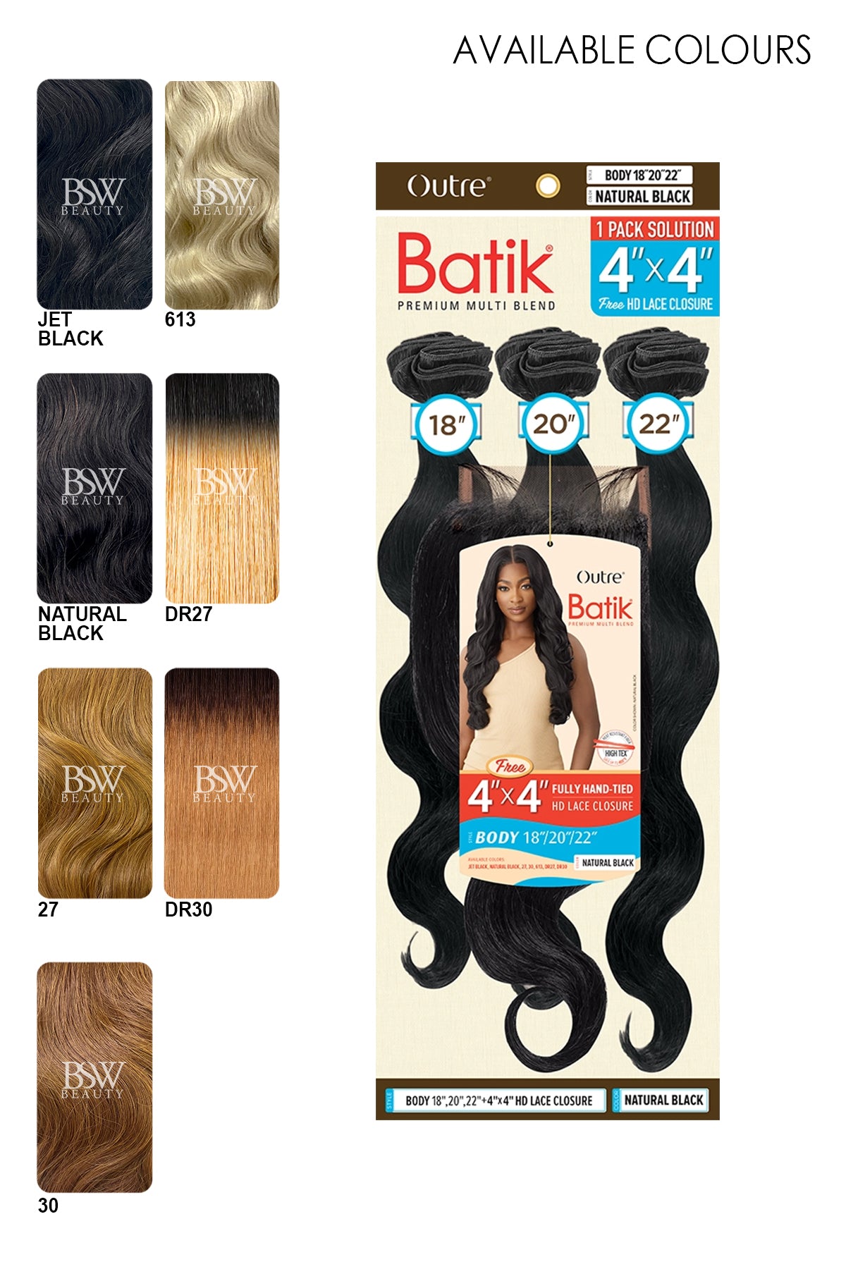 OUTRE BATIK BODY (18" 20" 22" + 4x4 HD LACE CLOSURE) - BSW BEAUTY CANADA