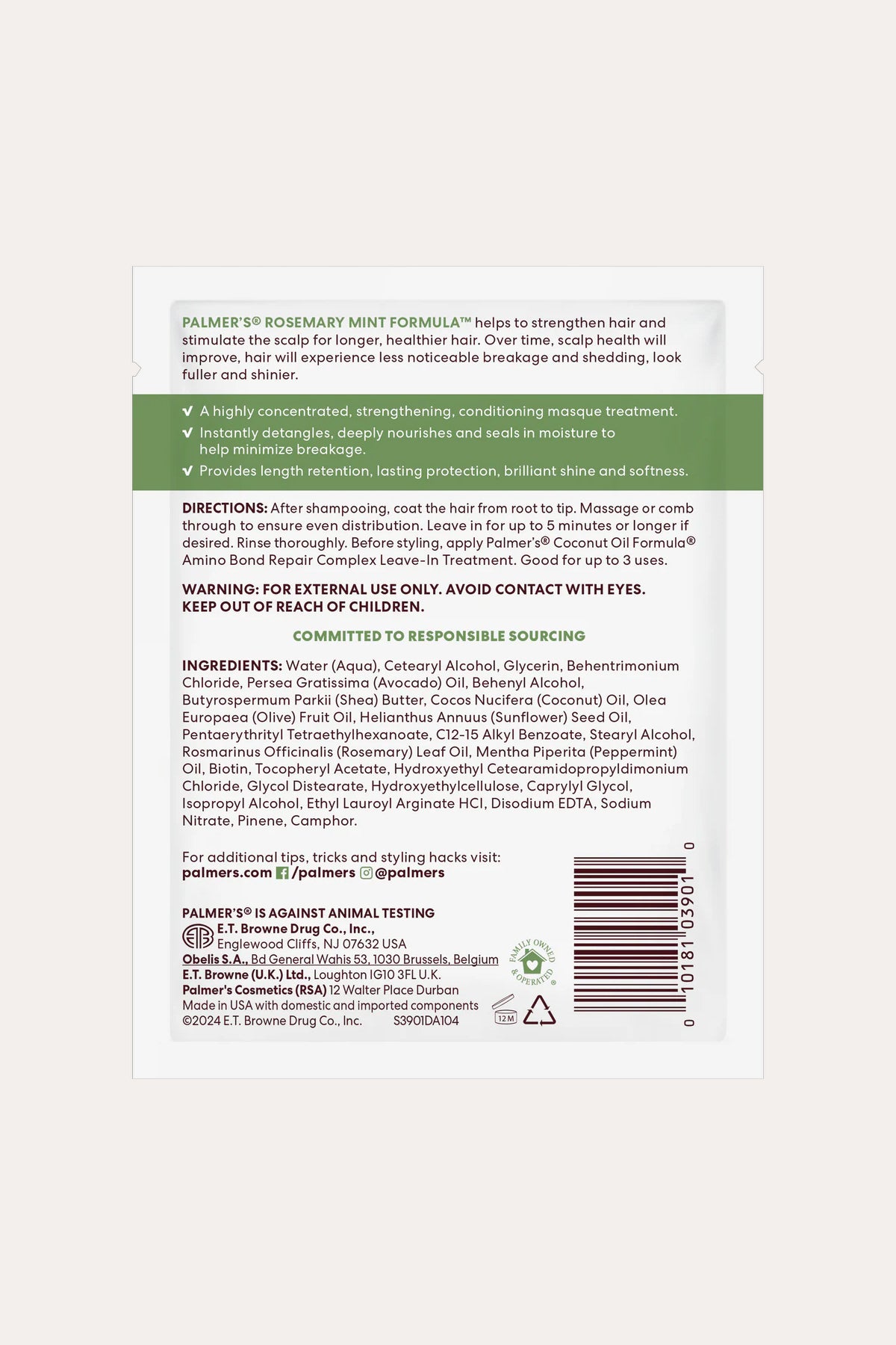 PALMER'S ROSEMARY MINT STRENGTHENING PACK