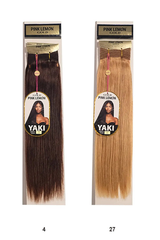 PINK LEMON GOLD 100% REMI HUMAN HAIR WEAVE - YAKI 10" PINK LEMON