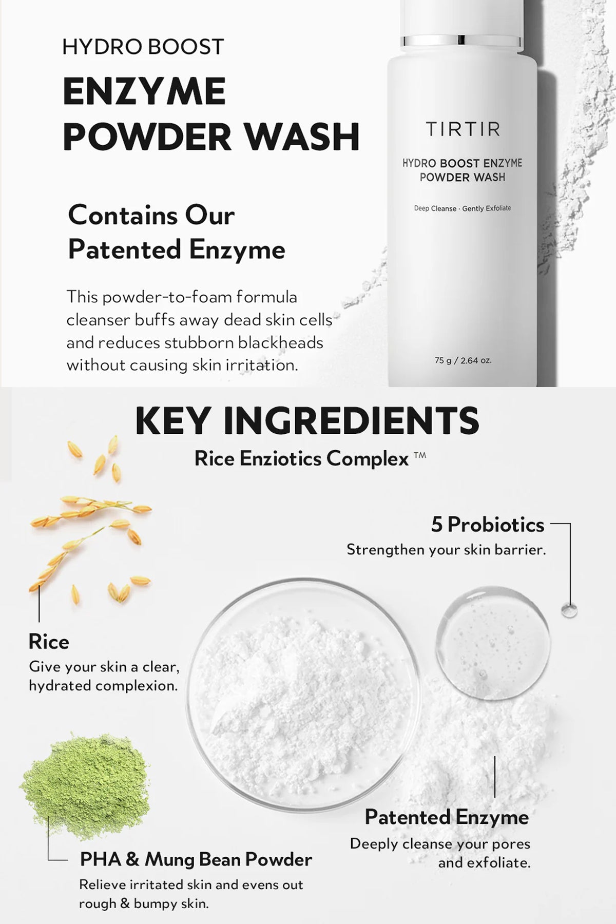 TIRTIR HYDRO BOOST ENZYME POWDER WASH - BSW BEAUTY CANADA