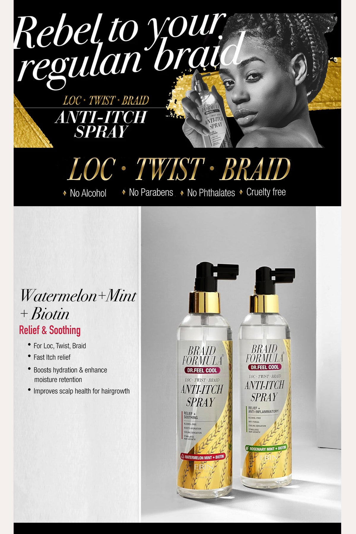 EBIN DR. FEEL COOL ANTI ITCH SPRAY WATERMELON BIOTIN 8.5oz - BSW BEAUTY CANADA