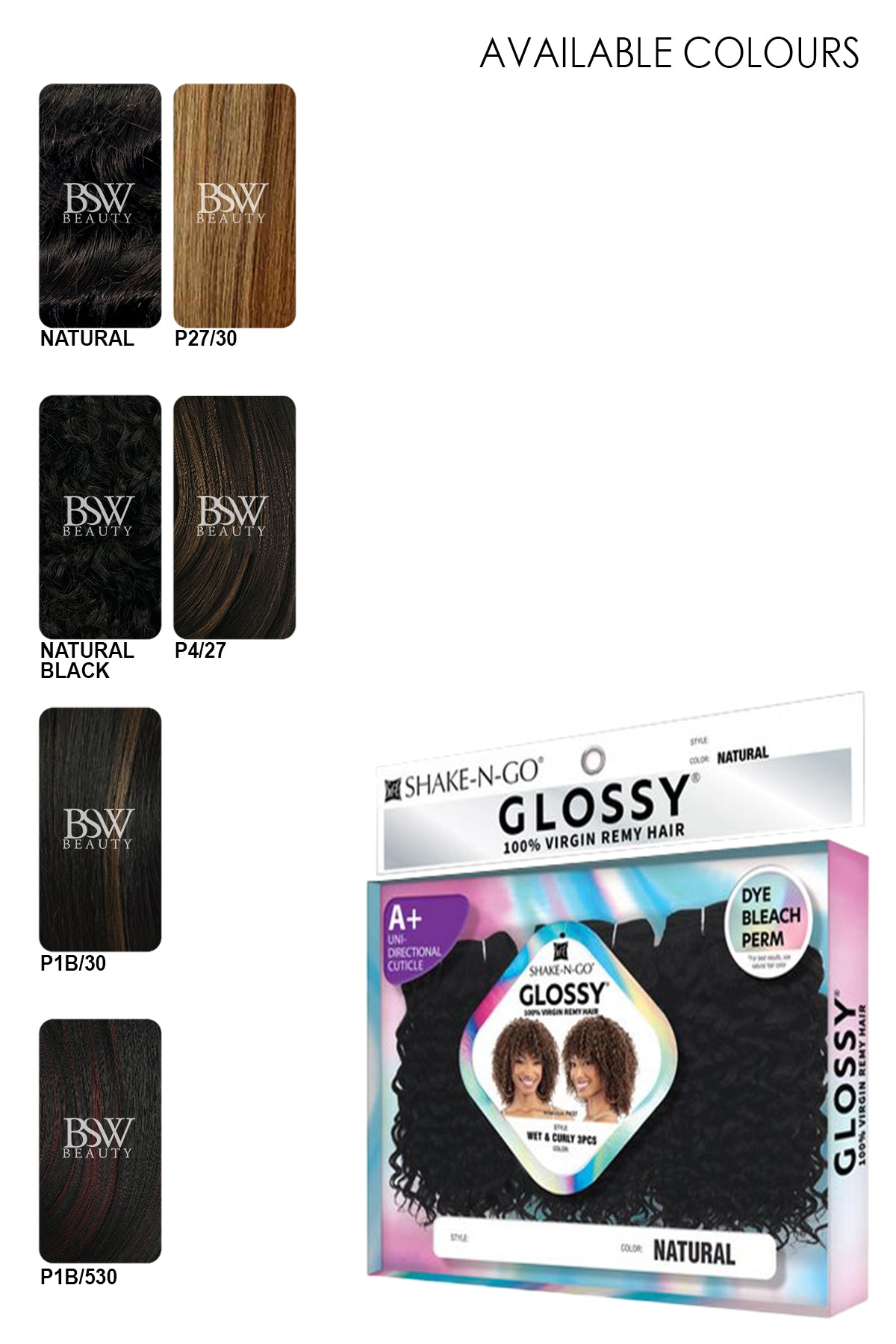 SHAKE N GO VIRGIN REMY HAIR WEAVE GLOSSY - WET & CURLY 3PCS - BSW BEAUTY CANADA