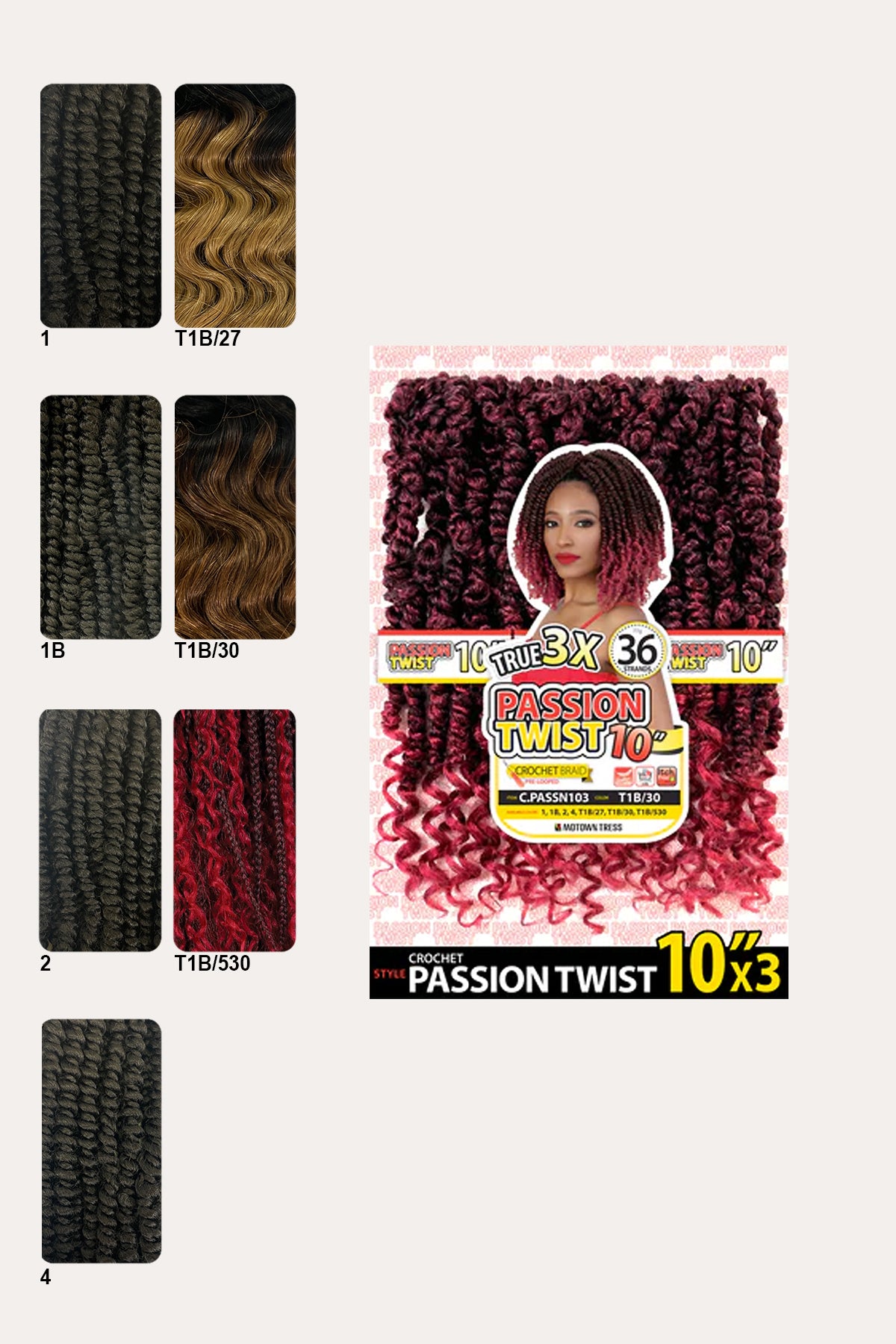 MOTOWN TRESS CROCHET BRAIDS 3X PASSION TWIST 10